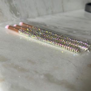 ~Blinged Brushes~ Eyeshadow Trio! Rose gold, diamond BLING makeup brushes! NEW!